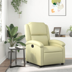 vidaXL Πολυθρόνα Relax με Υποπόδιο Ανακλινόμενη Δερμάτινη Μπεζ 3205922