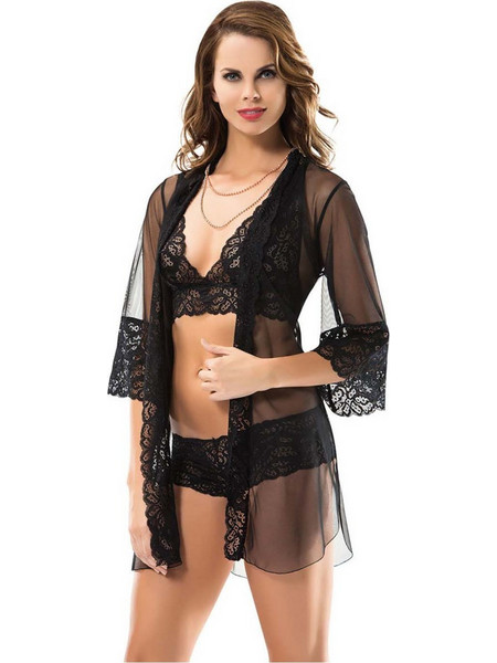 Moongirl Σετ Sexy Εσώρουχα See Through με Δαντέλα Μαύρα 2046