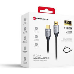 Forcell Καλώδιο HDMI 2.1 Braided HDMI Male to HDMI Male 2m Black 5903396467653