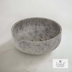 Fossil Thalo Επικαθήμενος Νιπτήρας Μπάνιου Στρογγυλός Μαρμάρινος 33x12.5cm Γκρι 517-DR33-524