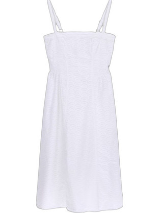 Guess Midi Καλοκαιρινό Καθημερινό Φόρεμα Λευκό W6GK44W1884-G011