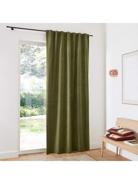 La Redoute Κουρτίνα Βελουτέ με Θηλιές 135x180 350117390 Πράσινο