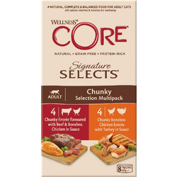 Wellness Core Signature Select Chunky Adult Grain Free with Beef, Chicken & Turkey 8x79gr