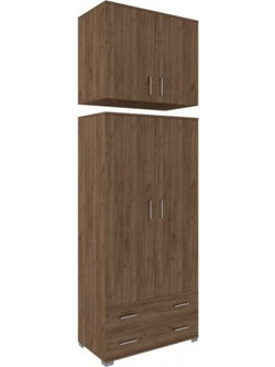 Aline Δίφυλλη Ντουλάπα Ρούχων με Πατάρι Καφέ 90x58x259cm 11500902