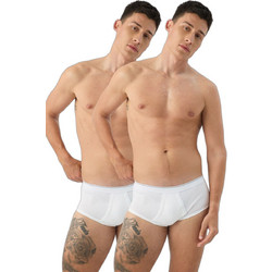 Minerva Ανδρικά Σλιπ Βαμβακερά με Άνοιγμα Λευκά 2Pack 20905-005