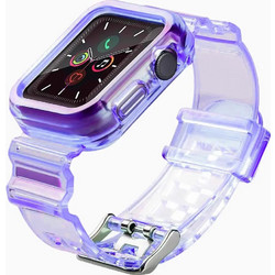 Hurtel Light Set Θήκη Σιλικόνης με Λουράκι για Apple Watch 4 / 5 / 6 / SE 44mm Μωβ Διαφανής