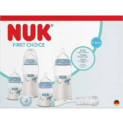 Nuk First Choice+ Perfect Start Σετ Πλαστικά Μπιμπερό με Θηλή Σιλικόνης κατά των Κολικών 0-6m Whale Transparent Blue