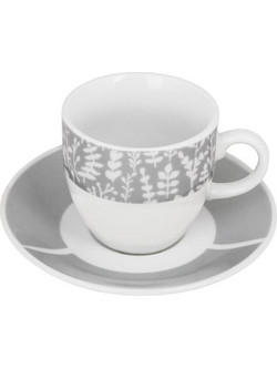 Max Home Σετ Φλιτζάνια Πορσελάνης Λευκά Γκρι 90ml 6τμχ BBMF1107123