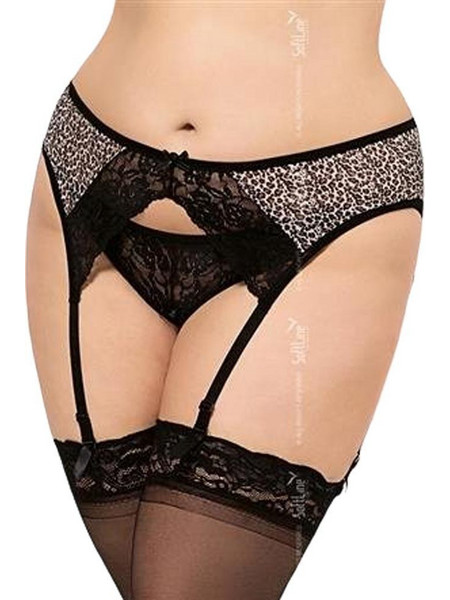 Softline Ζαρτιέρες με Δαντέλα See Through Καφέ Μαύρες 3321