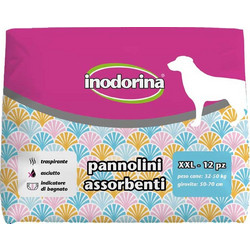 Inodorina Πάνες Βρακάκια για Θηλυκό Σκύλο με Αυτοκόλλητα XXL 32-50kg 50-70cm 12τμχ
