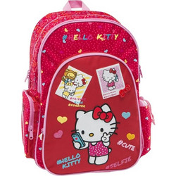 Graffiti Hello Kitty Σχολική Τσάντα Πλάτης Δημοτικού Κόκκινη 68222