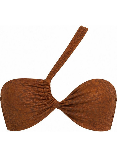 Sugarfree Bikini Top με Έναν Ώμο Animal Print Καφέ 26801120-615