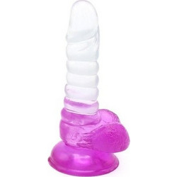 Kiotos Jelly Ρεαλιστικό Dildo με Βεντούζα & Όρχεις 15.5cm Μωβ Διαφανές