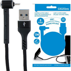 Grundig 24971 Braided Angle 90° USB-A to Lightning Cable 1m Black