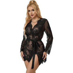 Subblime Sexy Ρόμπα See Through με Δαντέλα Μαύρη D-242148 953751