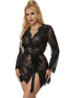 Subblime Sexy Ρόμπα See Through με Δαντέλα Μαύρη D-242148 953751