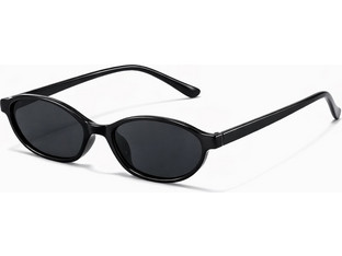 Frog Optical AS 487 Γυναικεία Γυαλιά Ηλίου Οβάλ Κοκάλινα Μαύρα με Μαύρο Φακό