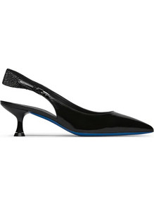 Loriblu Γόβες Slingback Λουστρίνι με Λεπτό Χαμηλό Τακούνι Μαύρες 5EWSSR15R1503