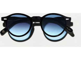 Moscot Denim Ανδρικά Γυαλιά Ηλίου Στρογγυλά Κοκάλινα Μαύρα με Μπλε Φακό