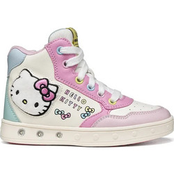Geox Hello Kitty Παιδικά Sneakers Μποτάκια Μπεζ Ροζ J668WD000BCC8206