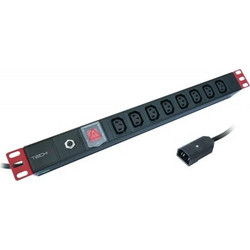Techly 109559 Πολύπριζο για Καμπίνες Rack 1U 19"