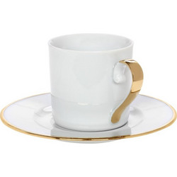 Cryspo Trio Elegant Φλιτζάνι Τσαγιού Πορσελάνης Λευκό Χρυσό 100ml 24.021.17