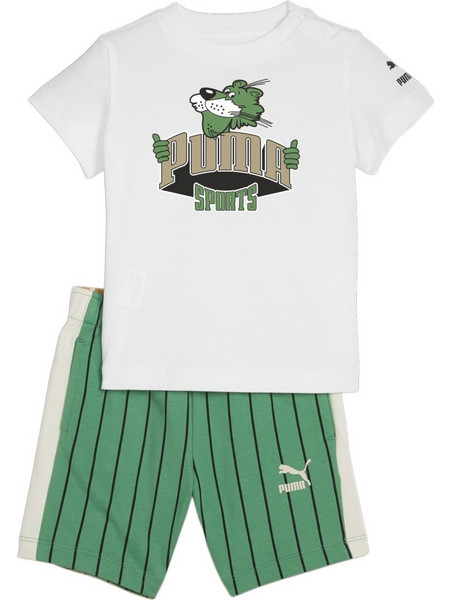 Puma Minicats Βρεφικό Σετ Καλοκαιρινό Λευκό Πράσινο 625436-02