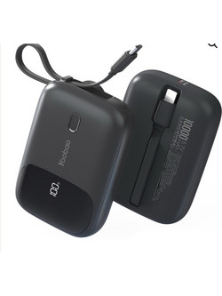 Yoobao LR10 Power Bank 10000mAh 20W με Ενσωματωμένα Καλώδια USB-C & Lightning Quick Charge 3.0 & Power Delivery Black