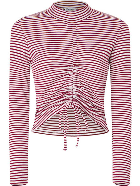 Pepe Jeans Tina Γυναικείο Χειμερινό Crop Top Λευκό Κόκκινο PL505347-286