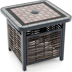 Costway Τετράγωνο Τραπεζάκι Κήπου Rattan Καφέ 55x55x50cm NP11926