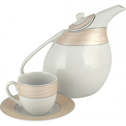 WM Collection Σετ Φλιτζάνια Τσαγιού Πορσελάνης Λευκά Χρυσά 200ml 6τμχ N2510