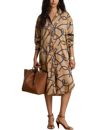 Lauren Ralph Lauren Midi Καθημερινό Φόρεμα Σεμιζιέ Μπεζ 200B32840001