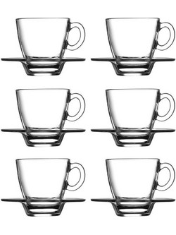 Pasabahce Σετ Φλιτζάνια Espresso & Ελληνικού Καφέ Γυάλινα Διαφανή 90ml 6τμχ SP95756K6.1