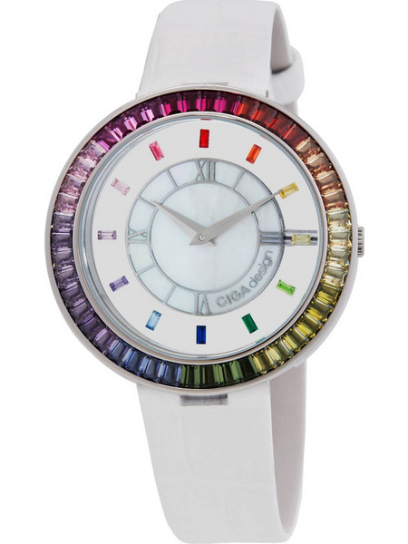 Ciga Design Sparkle Γυναικείο Ρολόι με Λευκό Δερμάτινο Λουράκι D022-SIRB-1WH