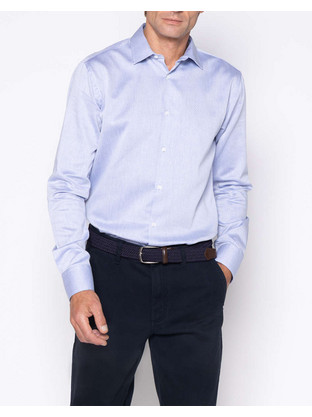 The Bostonians Ανδρικό Πουκάμισο Μακρυμάνικο Slim Fit Γαλάζιο 3ACP2511