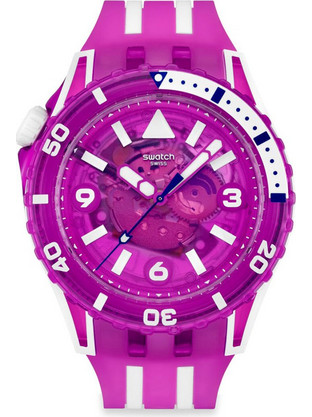 Swatch Flower Hat Ανδρικό Ρολόι με Φούξια Καουτσούκ Λουράκι SSCU09P100