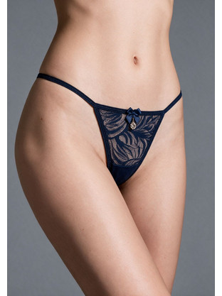 Milena By Paris Γυναικείο Sexy String με Δαντέλα Navy Μπλε 6970