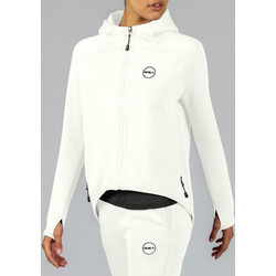 GSA Γυναικεία Ζακέτα Fleece Μακριά με Κουκούλα και Φερμουάρ Λευκή 22501