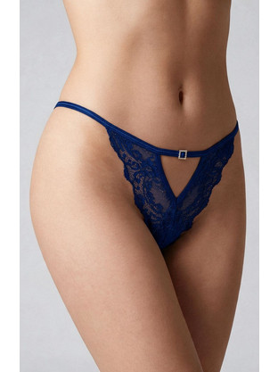 Milena By Paris Γυναικείο Sexy String με Δαντέλα Navy Μπλε 7754