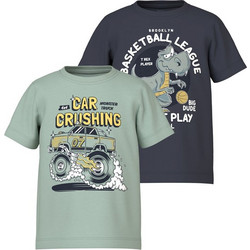 Name It Σετ Παιδικά T-Shirt Κοντομάνικα Πράσινο Mint Ανθρακί 13231750