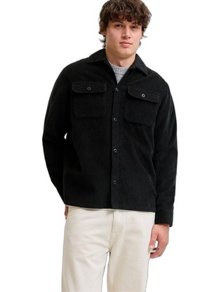 Jack & Jones Ανδρικό Πουκάμισο Βαμβακερό Μακρυμάνικο Κανονική Γραμμή Overshirt Μαύρο 12298528