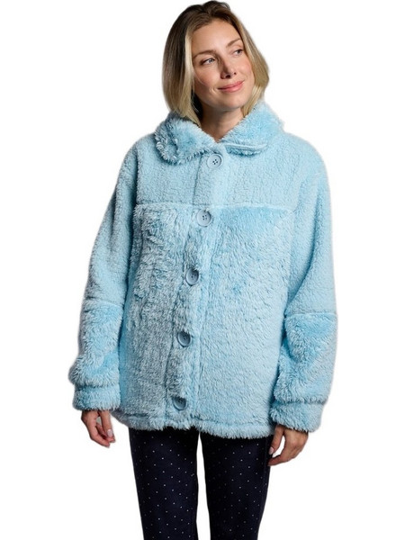 Muydemi Γυναικεία Ρόμπα Χειμωνιάτικη Fleece Γαλάζια 26248