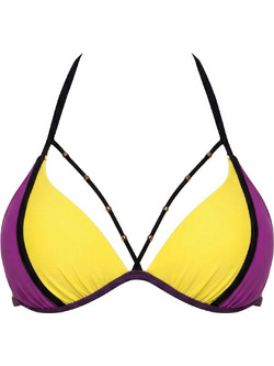 Marko Rose Bikini Top Τριγωνάκι με Ενίσχυση Κίτρινο Μωβ M-818