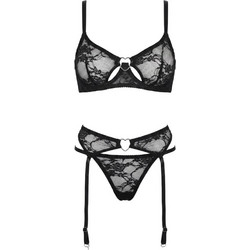 SpaLeXLine Σετ Sexy Εσώρουχα See Through με Δαντέλα & Ζαρτιέρες Μαύρα SX1041