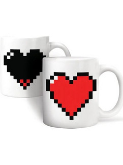 Kikkerland Heart Κούπα Κεραμική Heat Changing Λευκή Κόκκινη 325ml