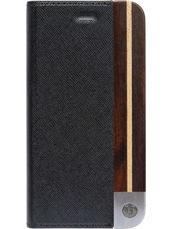 Uunique Book Case for iPhone 7/8/SE Hard Shell Wood-Black