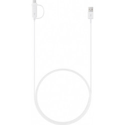 Καλώδιο Φόρτισης & Σύνδεσης SAMSUNG (EP-DG930DWEGWW) Combo 2-σε-1 USB-A σε USB-C & Micro USB - 2A, QC, USB 2.0 - 1.5m - Λευκό EP-DG930DWEGWW