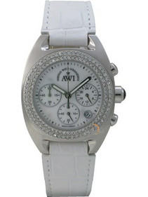 AWI Stainless Steel Γυναικείο Ρολόι Χρονογράφος με Λευκό Δερμάτινο Λουράκι AW5011CH