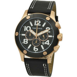 Time Force Ανδρικό Ρολόι Χρονογράφος με Μαύρο Δερμάτινο Λουράκι 3089MAG11