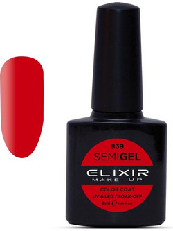 Elixir Semigel 839 Bright Maroon Ημιμόνιμο Βερνίκι Νυχιών 8ml